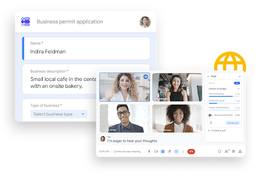 Illustrative Grafik zu Workspace – Teamkollegen teilen und bearbeiten Google-Tabellen in Google Chat, mühelos