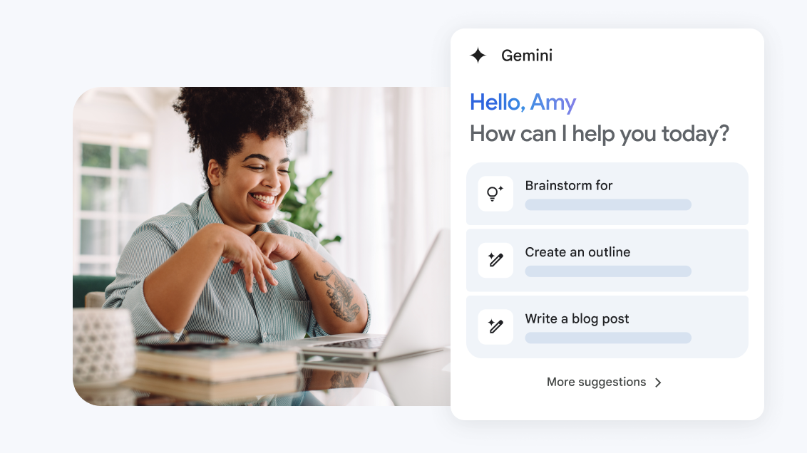 A person named Amy using Gemini on her computer.