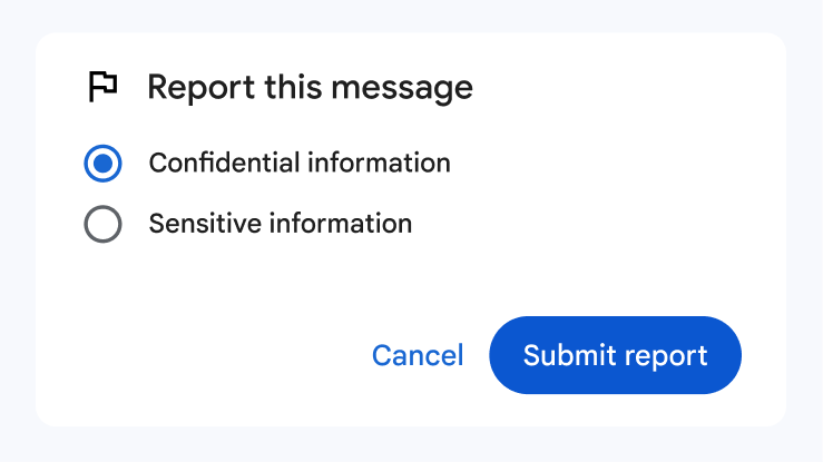 Een Google Chat-bericht melden als vertrouwelijk of gevoelig