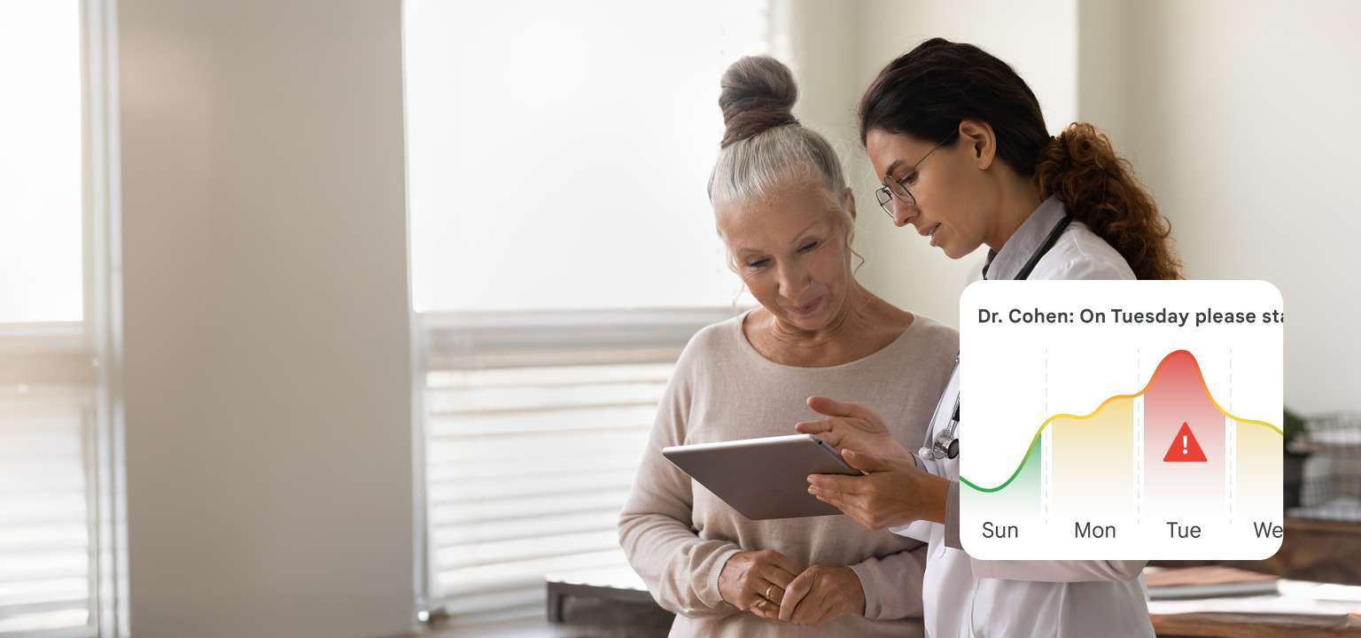 A doctor giving health advice to a patient about air quality.