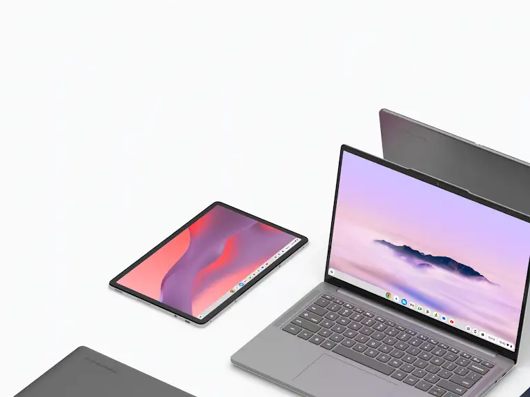 Animation montrant un assortiment d'ordinateurs portables Chromebook, illustrant la variété des modèles proposés.