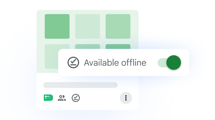 Google Sheets toggle that shows files are available offline.
