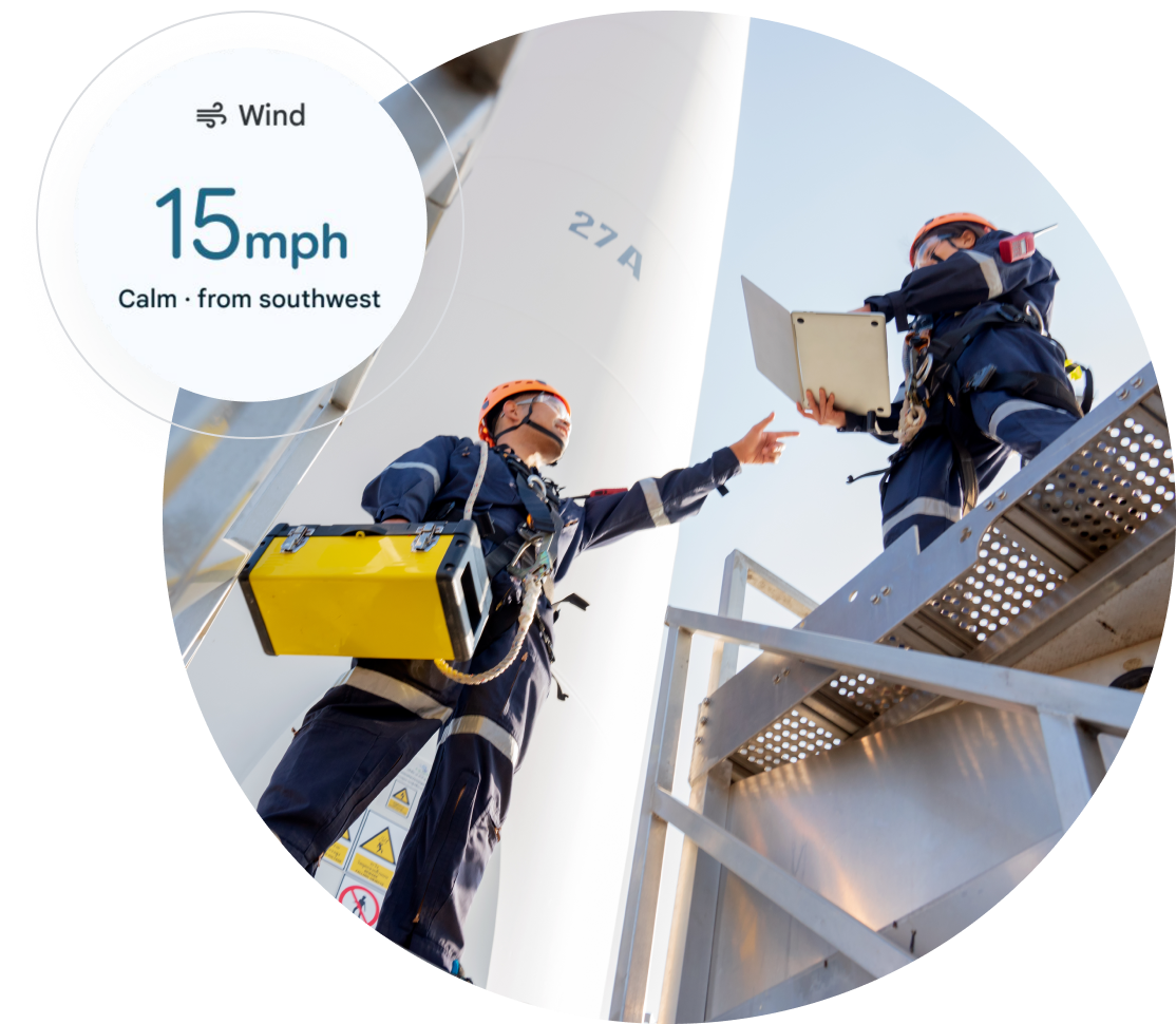 Engineers working on a wind turbine.