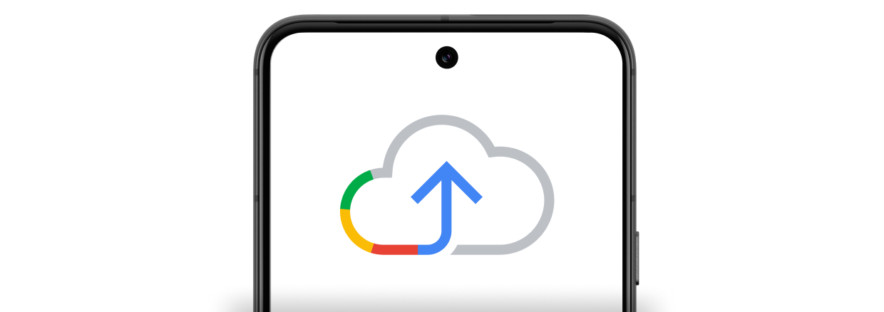 An illustration of a Google cloud backup on a phone screen.