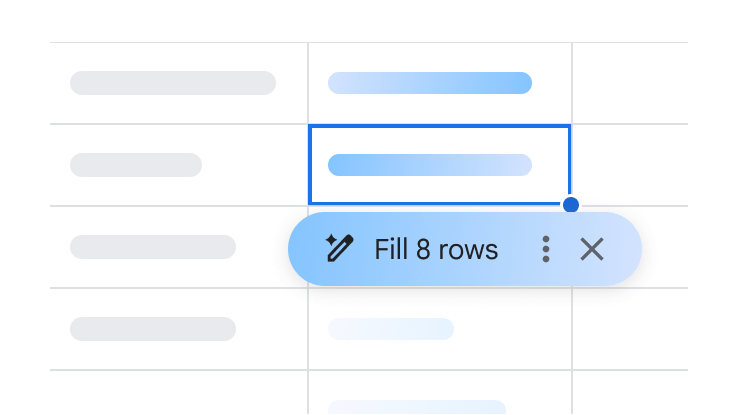 Gemini suggests to fill eight rows in Sheets