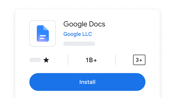 Skjerm for appinstallering for Google Dokumenter
