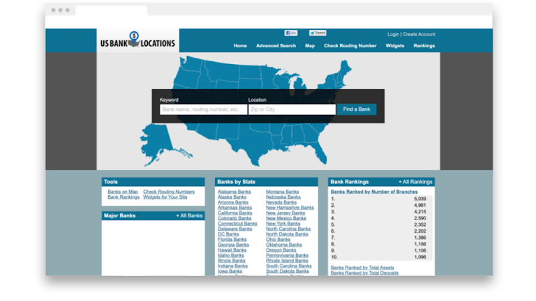 <em>One of Maple Tech's online tools, U.S. Bank Locations website.</em>