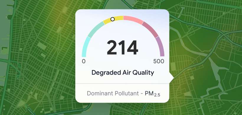 Heatmap of a city with degraded air quality.