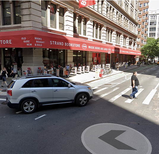 Street view of of a city street corner